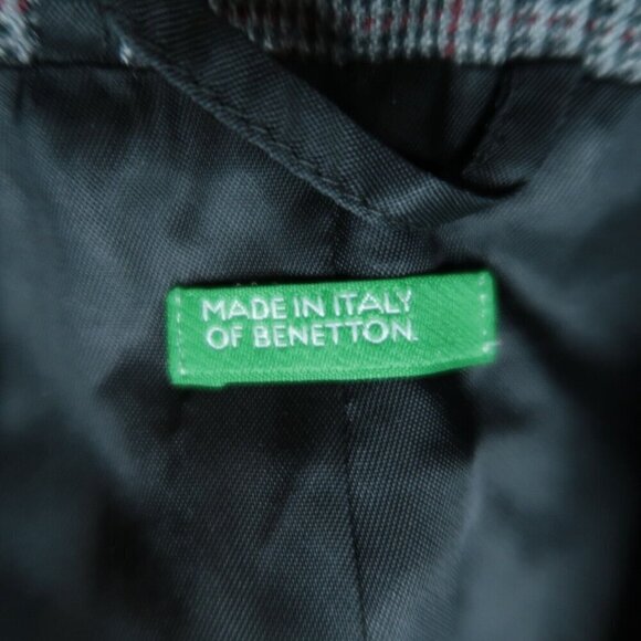 VTG OF Benetton Wool Tweed Blazer Gray Plaid Shoulder Pads Women's Italy 38 US 4 - Picture 10 of 11
